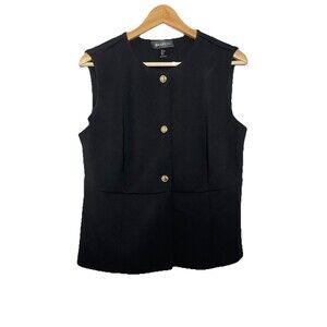 Women's Large Black Sleeveless Elegant front Button Top Bailey/44